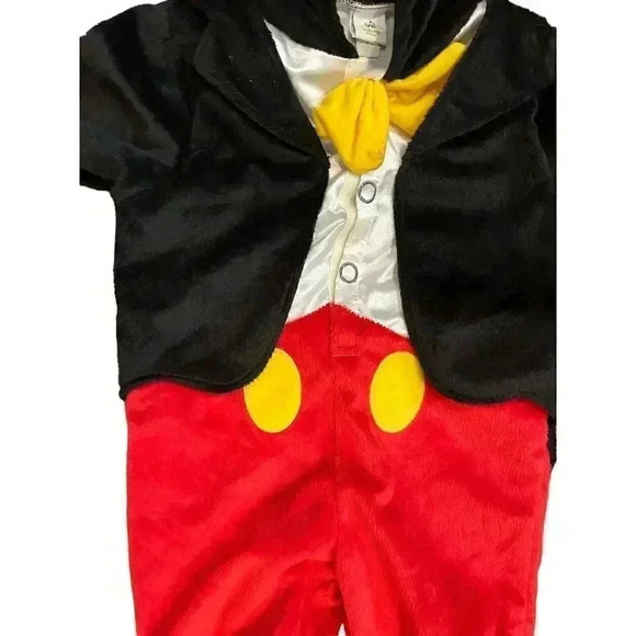 Disney Jr Mickey Mouse Costume Plush Hooded Tuxedo Jumpsuit 6-9 months - Picture 3 of 10